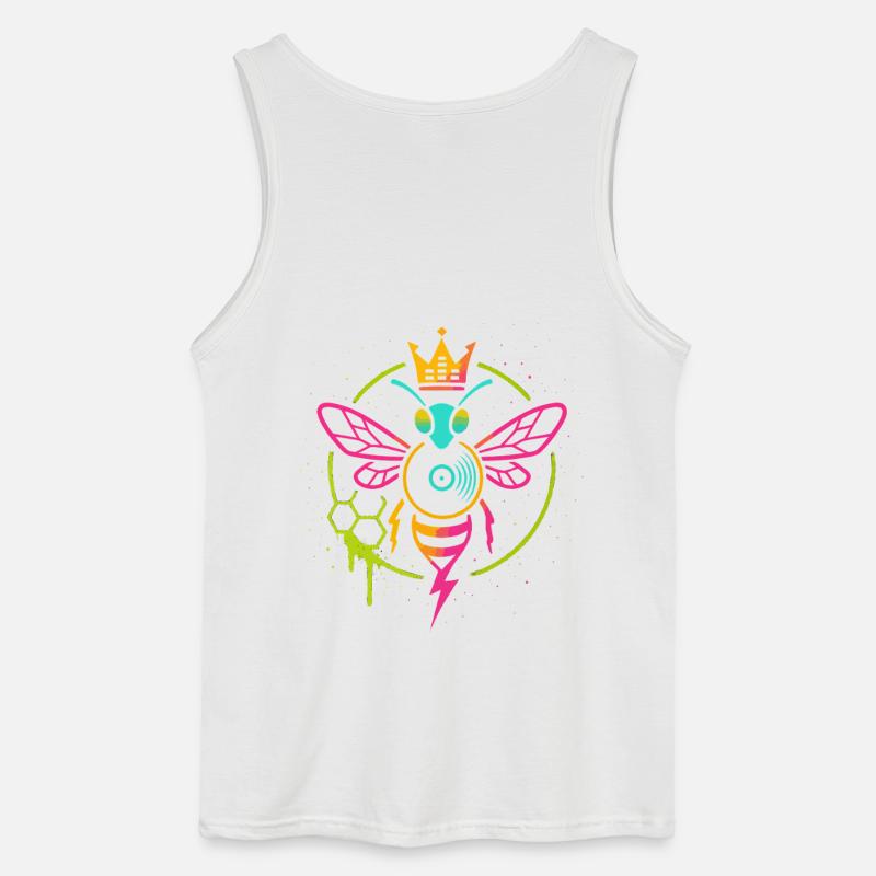 Neon Queen Bee, Electro Hive Beats - Gildan Männer Tank Top - Weiß