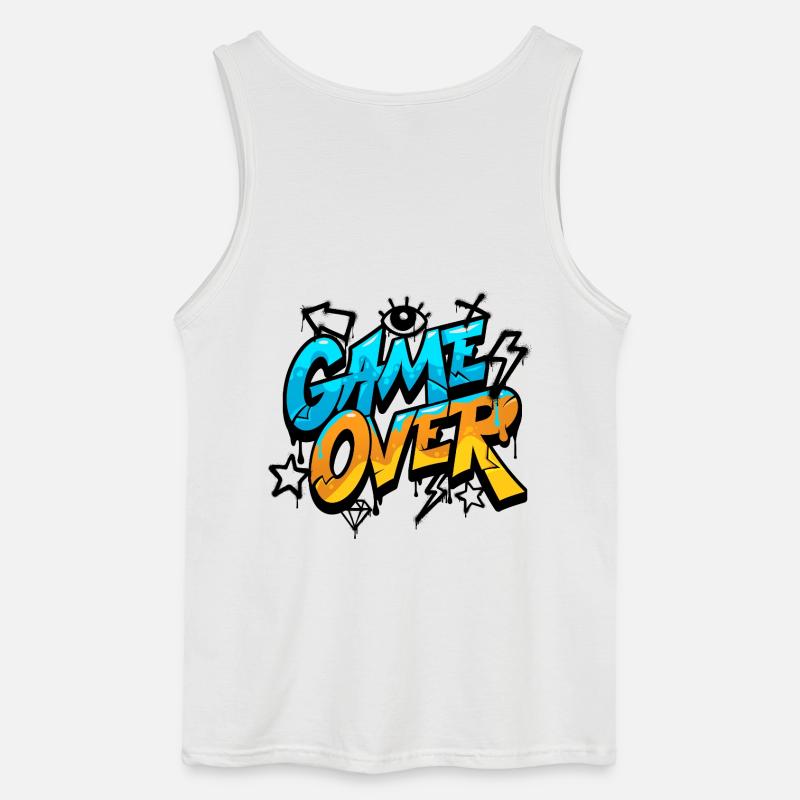 Game Over Graffiti Neon Gradient - Gildan Men’s Tank Top - white