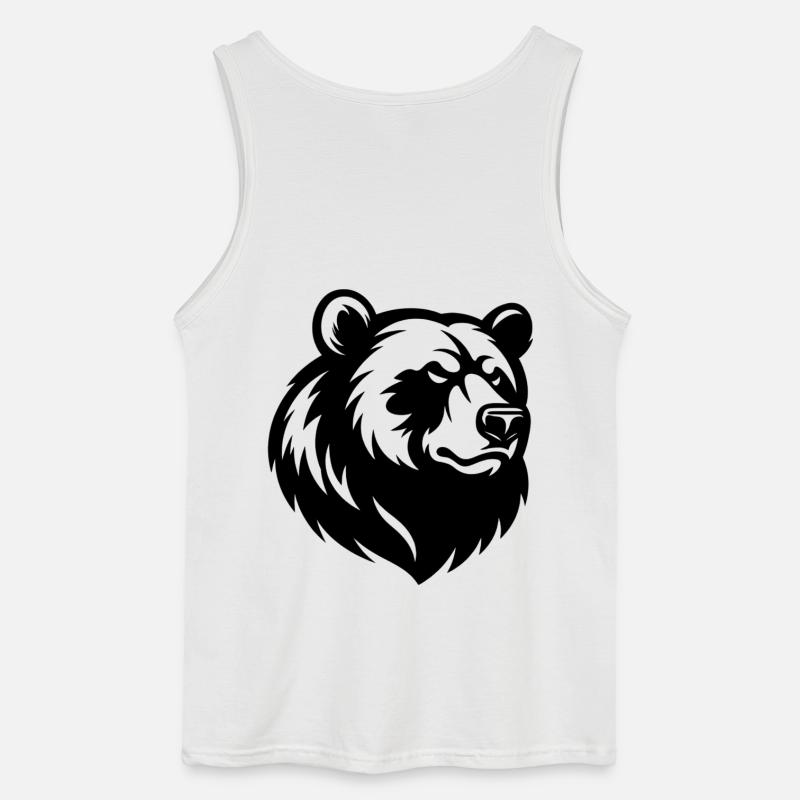 Angry Bear Head - Gildan Männer Tank Top - Weiß