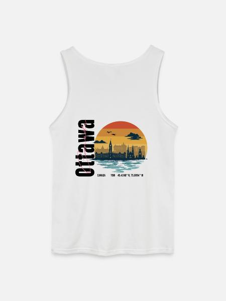 Ottawa Canada Retro Sunset Skyline - Débardeur Gildan Homme - blanc