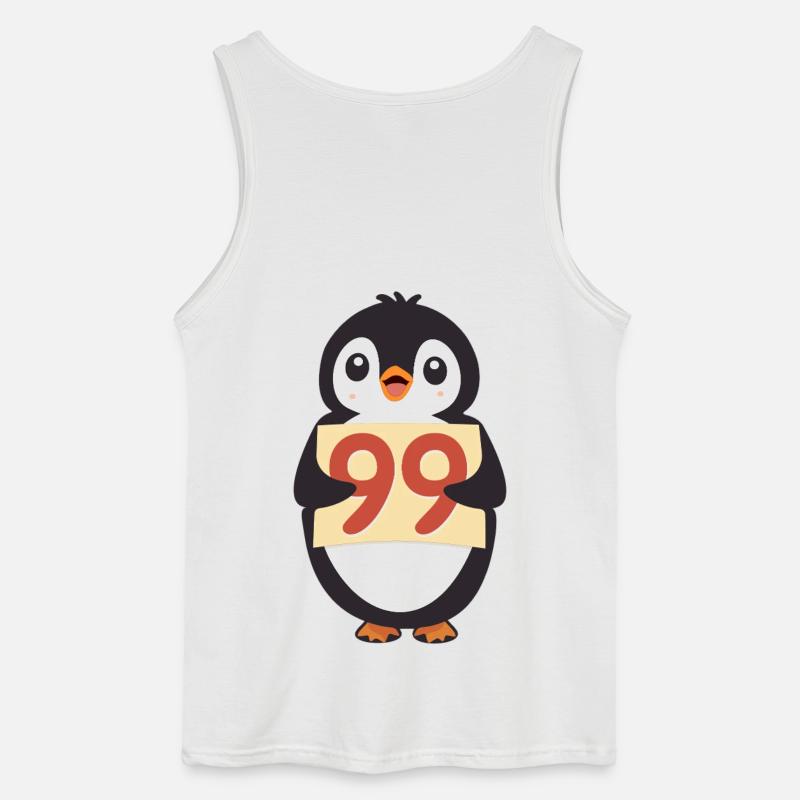 Süßer Pinguin hält ein Zahlenzeichen - Gildan Männer Tank Top - Weiß