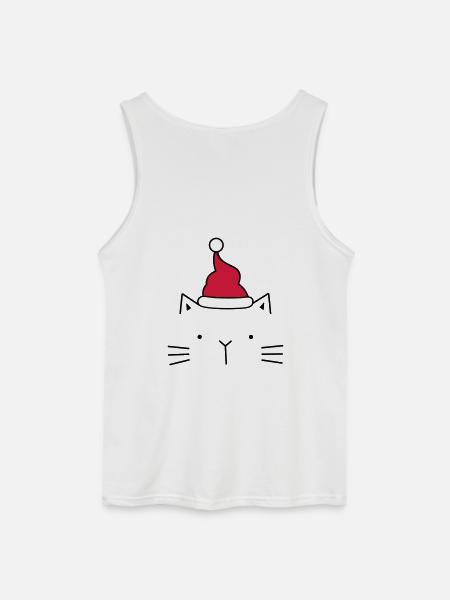Cat Santa Claus Christmas hat Christmas - Gildan Men’s Tank Top - white