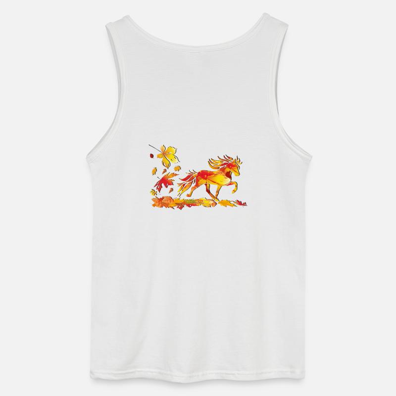 Herbstpferd aus Blattkunst - Gildan Männer Tank Top - Weiß