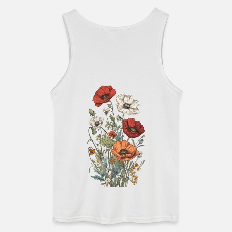 Wunderschönes Boho Mohn Herbarium Bouquet - Gildan Männer Tank Top - Weiß