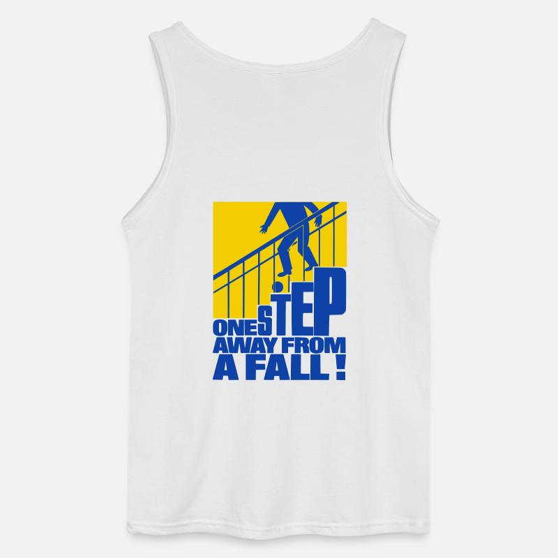 One Step Away from a Fall - Gildan Men’s Tank Top - white