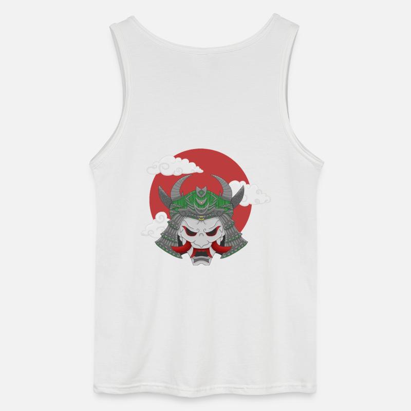 Oni x Samurai Graugrün - Gildan Männer Tank Top - Weiß