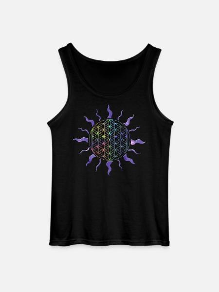 Flower of Life Sun Mandala Rainbow - Gildan Men’s Tank Top - black