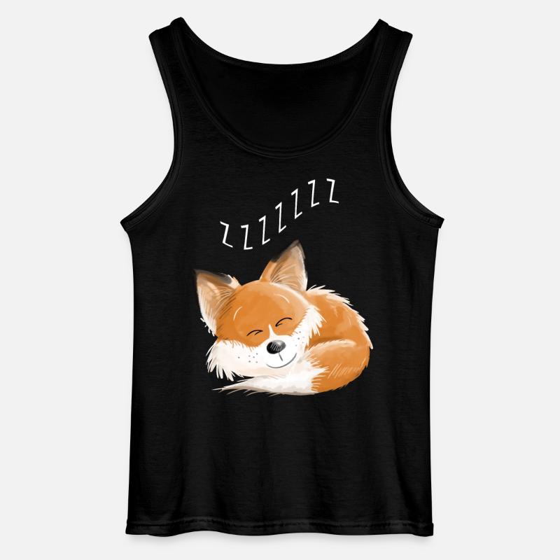Fox sover - drøm - drømme - ræve - Gildan tanktop til mænd - sort