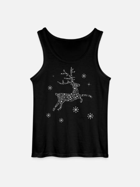 Deer reindeer star snowflakes Christmas - Gildan Men’s Tank Top - black