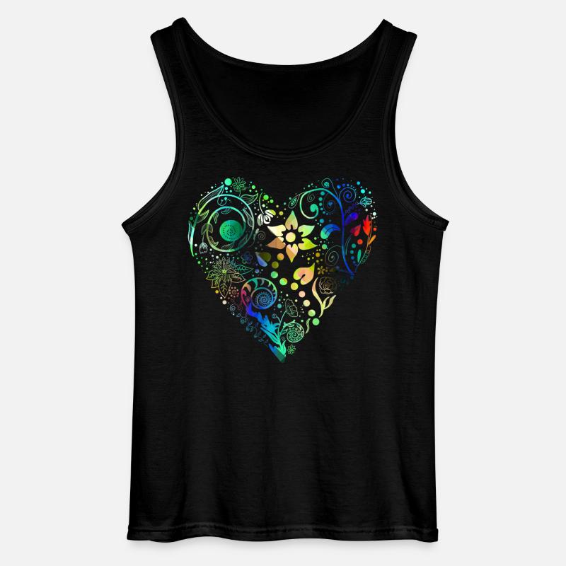 Blumenherz Regenbogen - Gildan Männer Tank Top - Schwarz