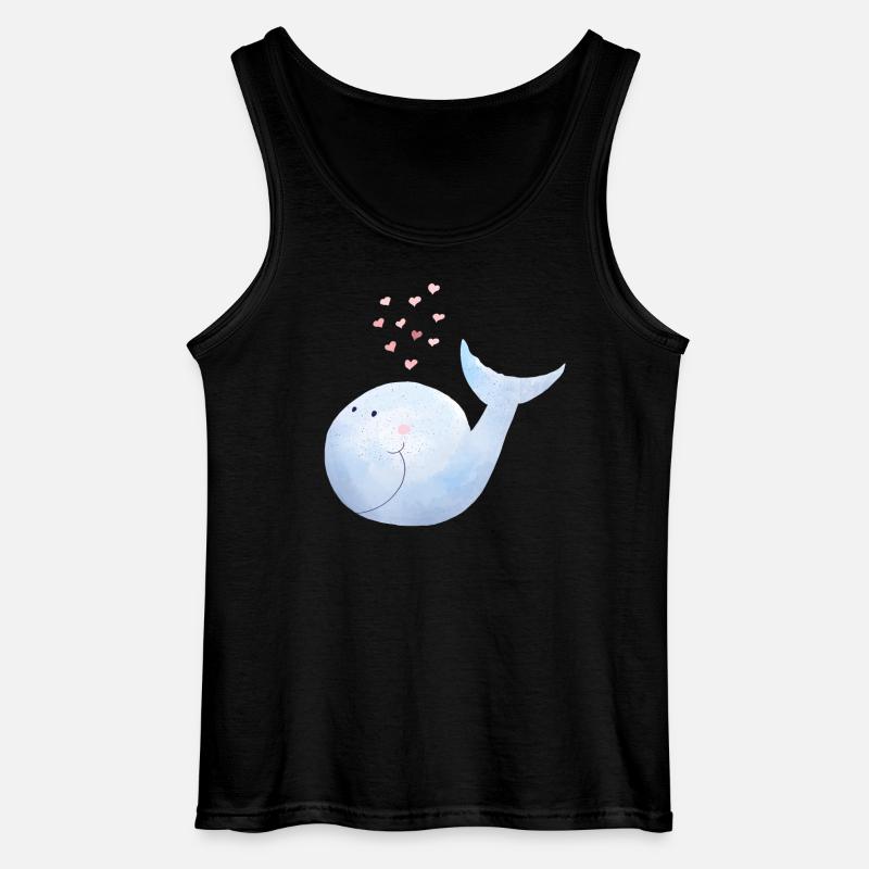 Wal versprüht Herzen I Blauwal Comic - Gildan Männer Tank Top - Schwarz