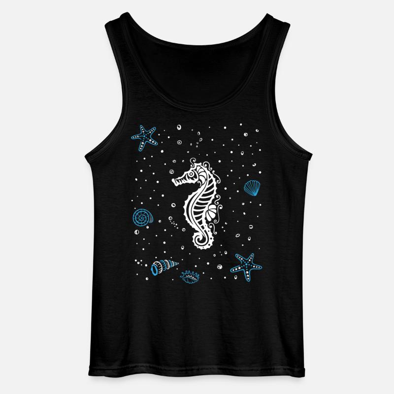 Seepferdchen mit Wasserspritzer. Maritim. - Gildan Männer Tank Top - Schwarz