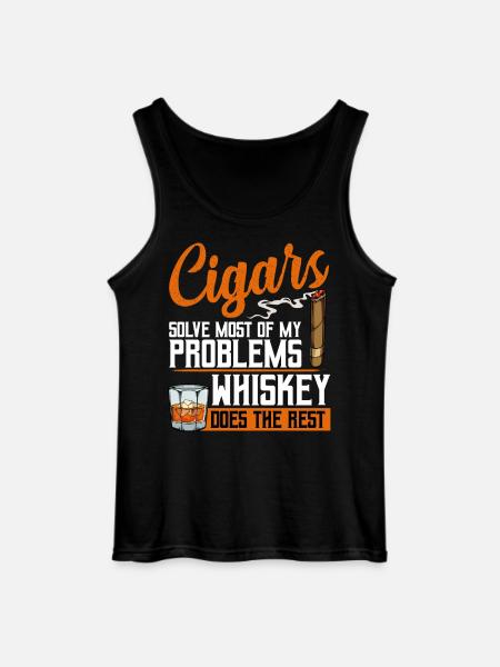 Cigars Solve Problems, Whiskey Does the Rest - Gildan Männer Tank Top - Schwarz