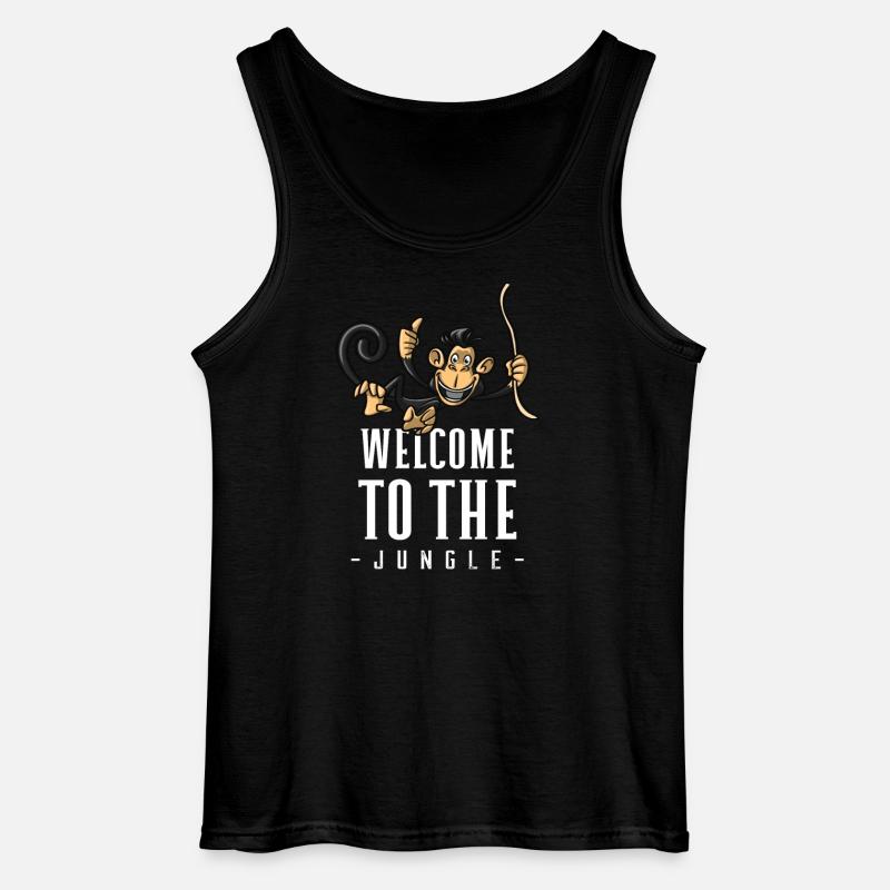 Jungle Monkey Welcome Design - Gildan Men’s Tank Top - black