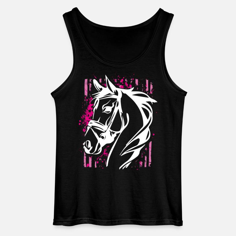 Graffiti-Stil Pferd mit Pinkem Farbsplash - Gildan Männer Tank Top - Schwarz