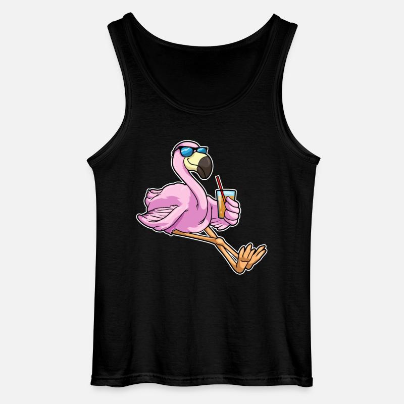 Flamingo mit Getränk mit Strohhalm - Gildan Männer Tank Top - Schwarz