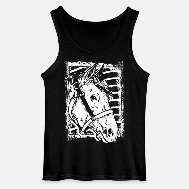 Reiten - Reiter - Pferd - Pferdekopf - Gildan Männer Tank Top - Schwarz