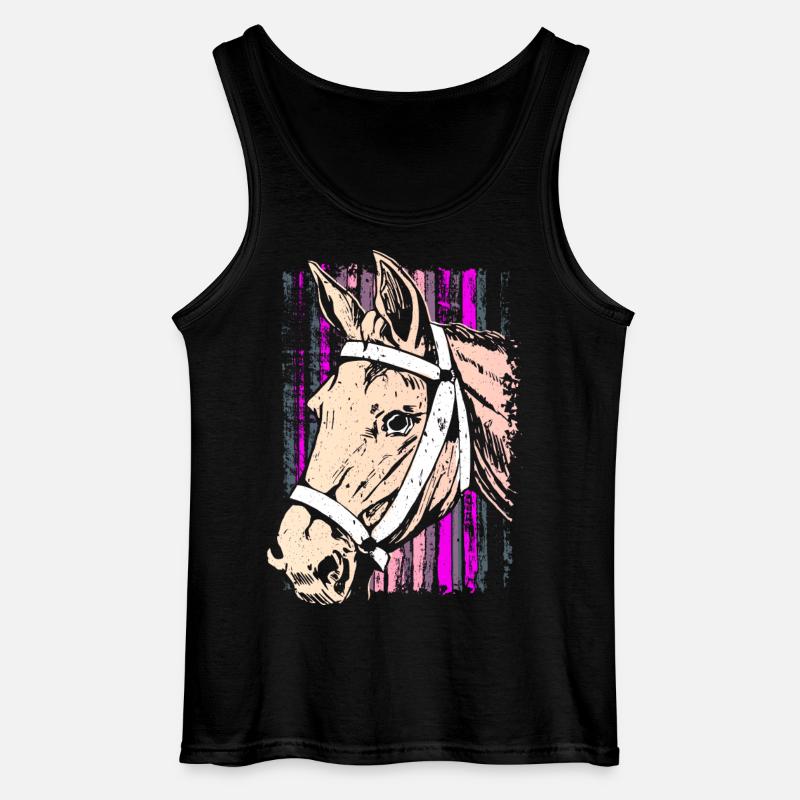 Reiten - Reiter - Reitschule - Pferdekopf Pink - Gildan Männer Tank Top - Schwarz