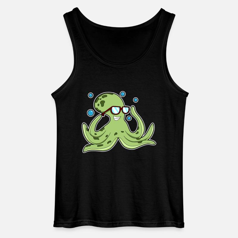Krake mit Brille - Gildan Männer Tank Top - Schwarz