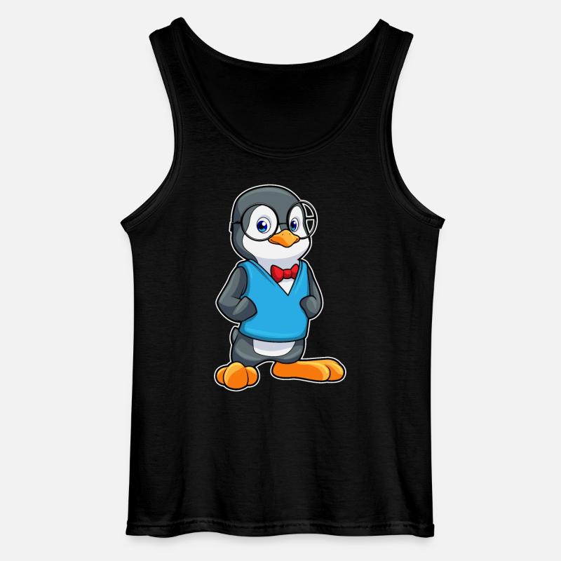 Pinguin als Nerd mit Brille - Gildan Männer Tank Top - Schwarz