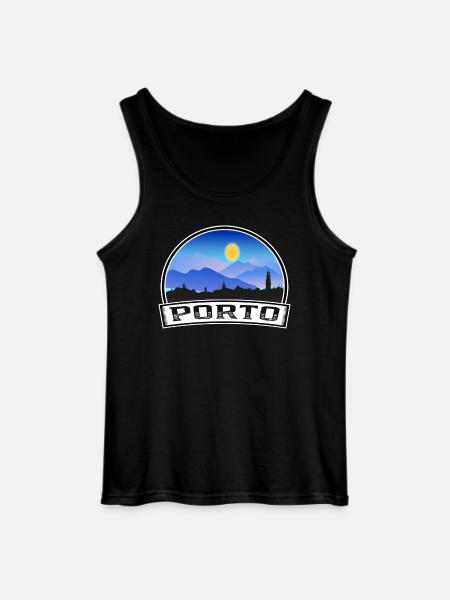 Porto Portugal Skyline Vintage Sunset Travel Souve - Gildan Men’s Tank Top - black