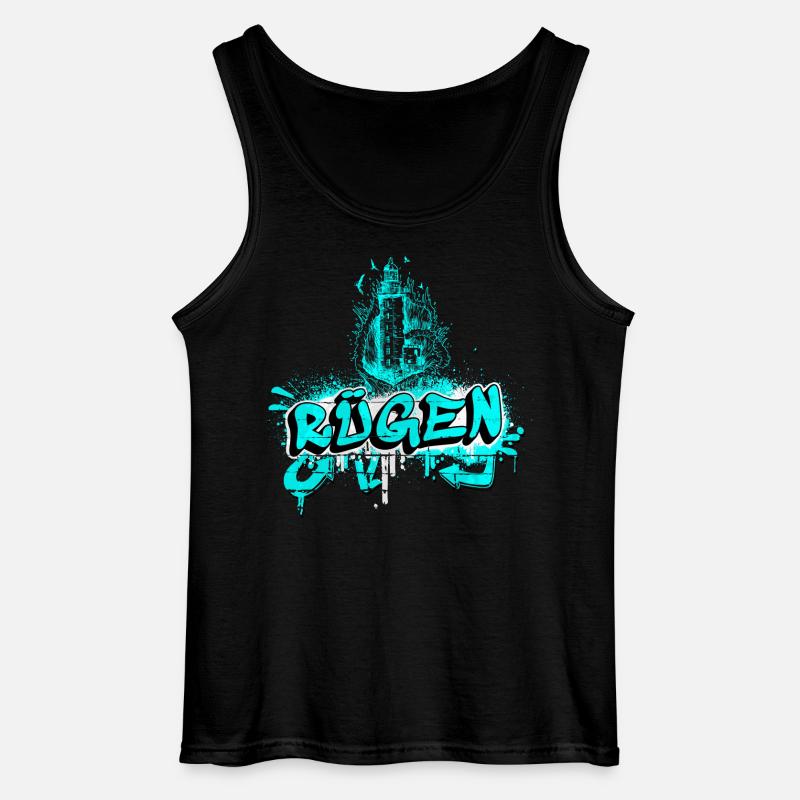Rügen Graffiti Leuchtturm Design - Gildan Männer Tank Top - Schwarz