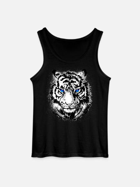Tiger Head - White Tiger - Cat Wildcat - Gildan Men’s Tank Top - black