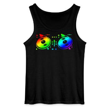 Turntable Disc Jockey - Gildan Men’s Tank Top - black - Front - AI Model Male 185 dark (185cm)