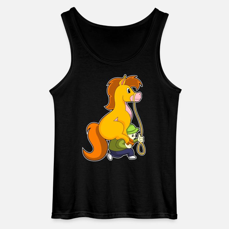 Pferd mit Junge - Gildan Männer Tank Top - Schwarz
