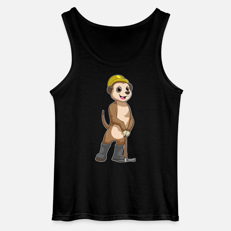 Erdmännchen als Bergarbeiter mit Spitzhacke - Gildan Männer Tank Top - Schwarz