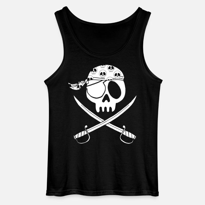 Weißer Piratenschädel - Gildan Männer Tank Top - Schwarz