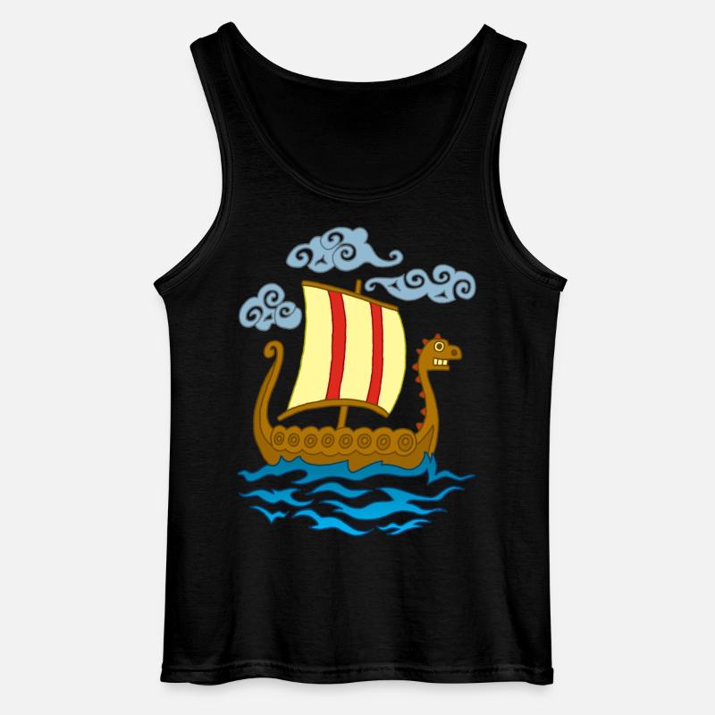 Lustiger Wikinger Drakkar - Gildan Männer Tank Top - Schwarz