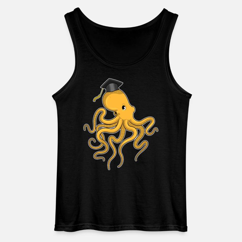 Krake als Student mit Diplom - Gildan Männer Tank Top - Schwarz