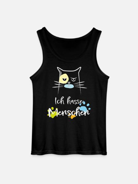 Ich hasse Menschen! Katze, Miesepeter - Gildan Männer Tank Top - Schwarz