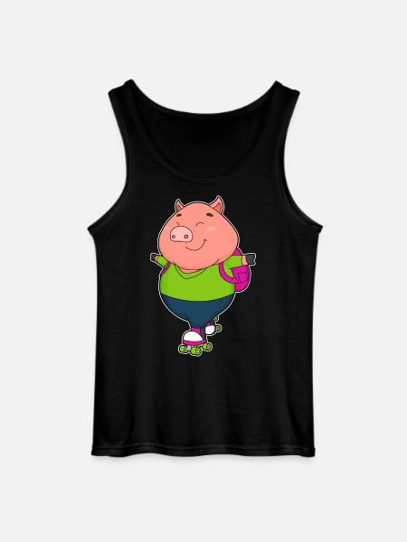 Pig Roller Skating Roller Skates - Gildan Men’s Tank Top - black