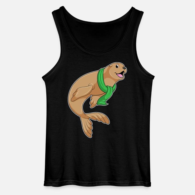 Seehund mit Schal - Gildan Männer Tank Top - Schwarz