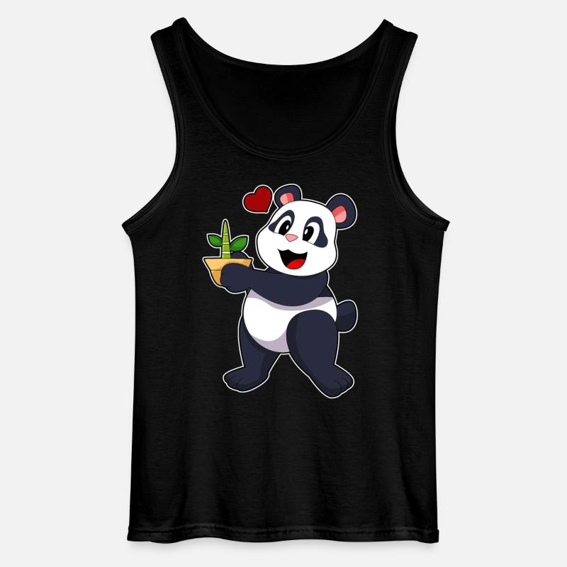 Panda mit Bambus Blume - Gildan Männer Tank Top - Schwarz