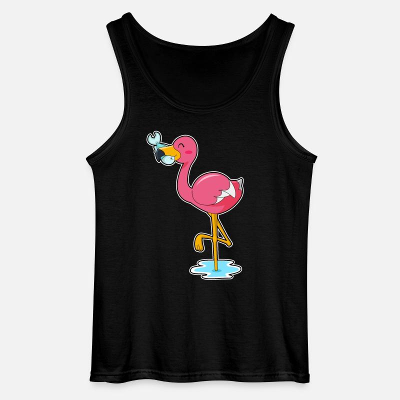 Flamingo mit Fisch - Gildan Männer Tank Top - Schwarz