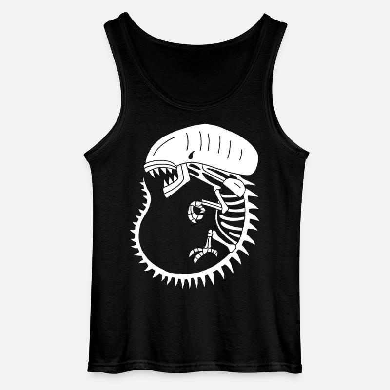 White alien monster skeleton - Gildan Men’s Tank Top - black