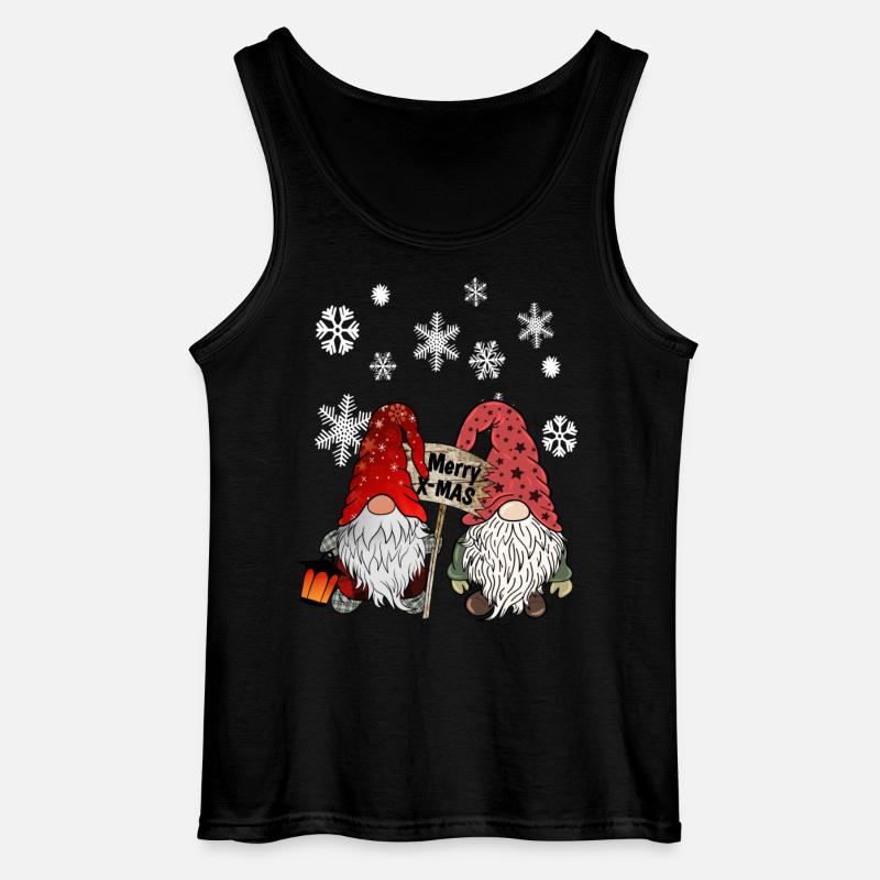 Gnom Weihnachts Wichtel mit Schneeflocken - Gildan Männer Tank Top - Schwarz