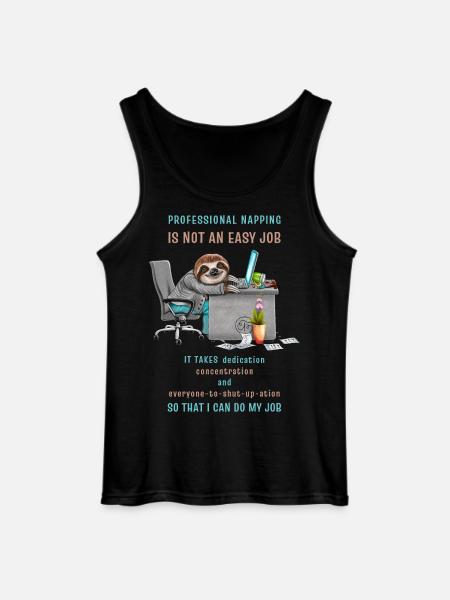 Funny Sloth Saying Professional Napping - Gildan Men’s Tank Top - black