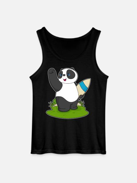 Panda Surfing Surfboard Summer - Gildan Men’s Tank Top - black