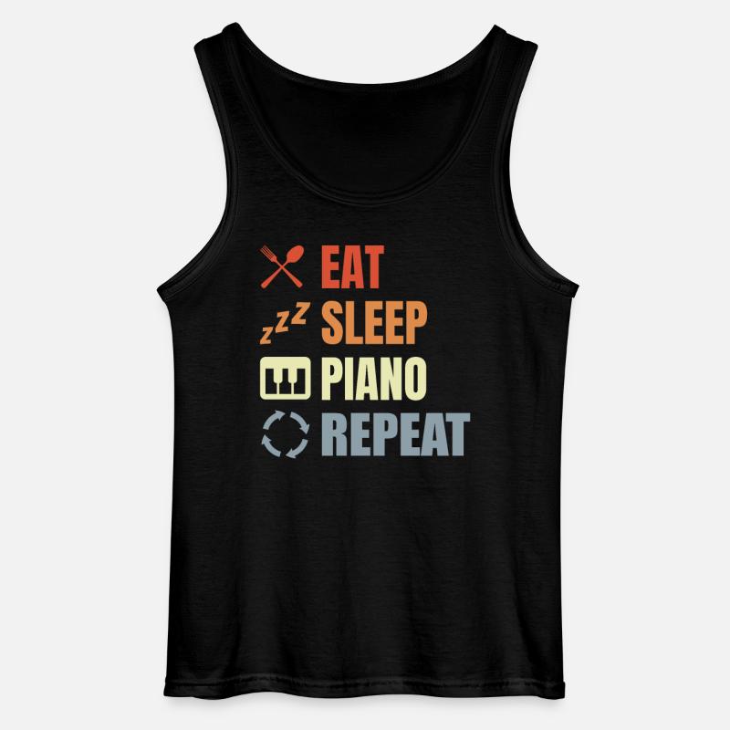 Manger Sleeping Piano Répéter - Débardeur Gildan Homme - noir