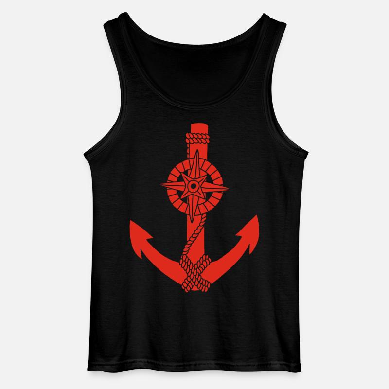 Roter Kompassanker - Gildan Männer Tank Top - Schwarz