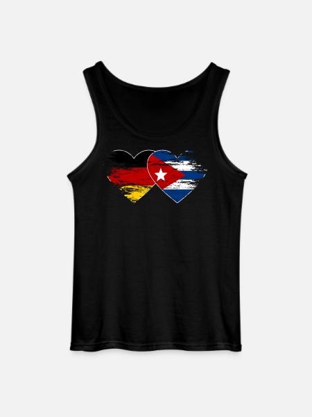 Germany Cuba flag used heart - Gildan Men’s Tank Top - black