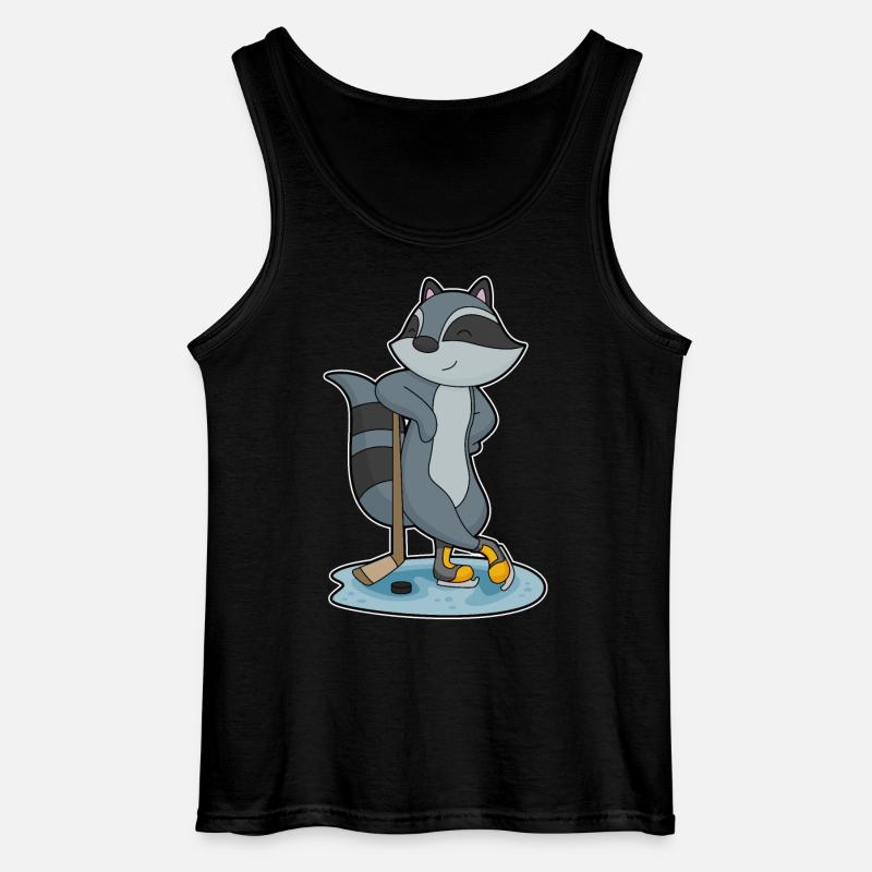 Waschbär Eishockey Eishockeyschläger - Gildan Männer Tank Top - Schwarz