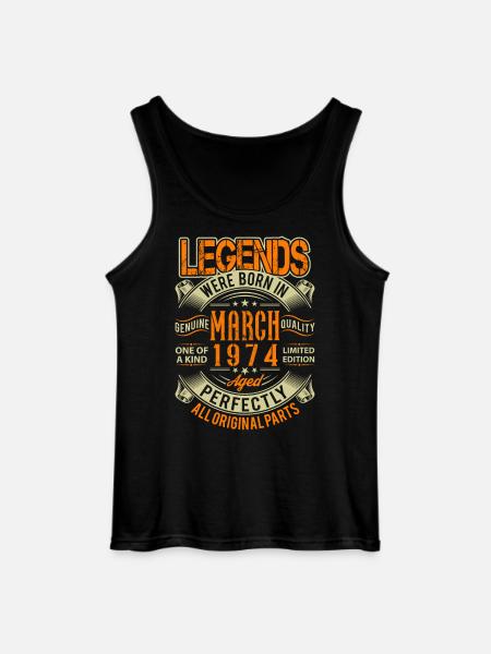 1974 March Birthday Legend - Gildan Men’s Tank Top - black