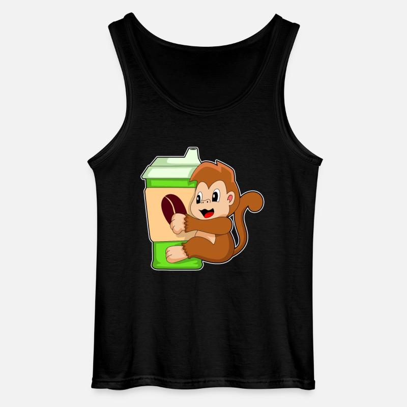 Affe Kaffee Becher - Gildan Männer Tank Top - Schwarz