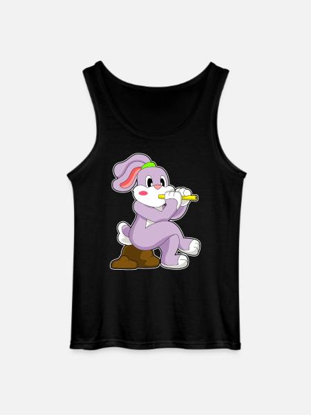 Bunny Musician Flute Music - Gildan Men’s Tank Top - black