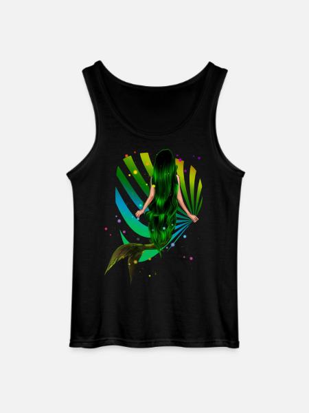 Mermaid Rainbow green Shell Sea - Gildan Men’s Tank Top - black